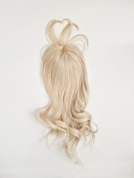 044 Topper z włosów naturalnych zminy blond 15x16cm długość 45 cm