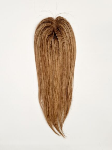 047 Mini Topper z włosów naturalnych 13x8 ciemny blond z pasemkami